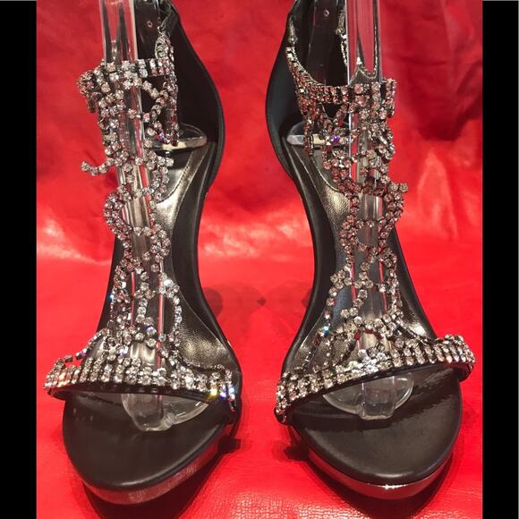 Rosso Rubino Shoes - Rosso Rubino black Swarovski crystal HH platform